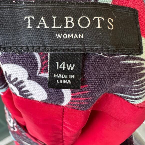 Talbots Red Floral Cotton Skirt 14W Stretch Waist Summer Resort Preppy - Picture 6 of 7